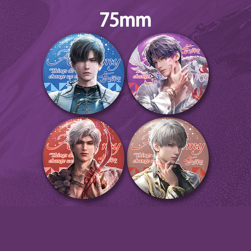 Set De 5 Broches Métal Love And Deepspace - Pins Cosplay Sylus Rafayel Zayne Caleb - Figurine Badge 58MM Accessoire Sac & Vêtements