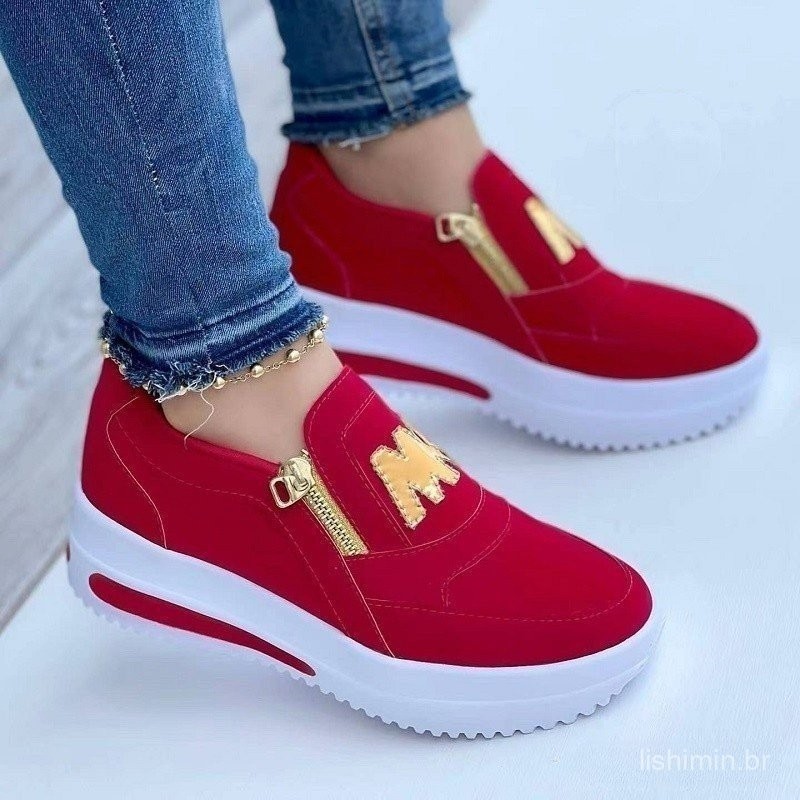 View product: Tênis feminino Tênis com zíper lateral Tênis com plataforma