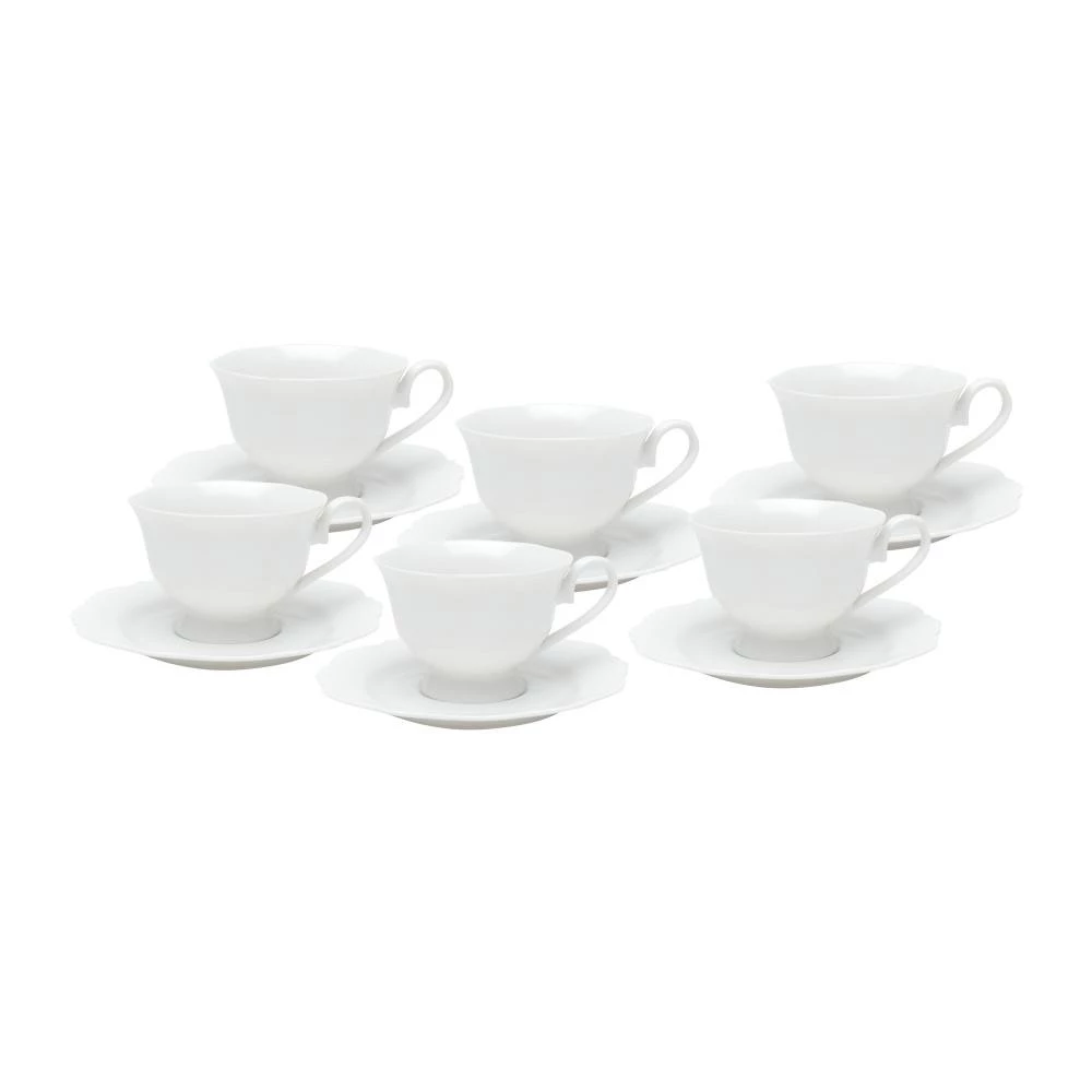6 Xícaras de Chá Wolff Maldivas de Porcelana Branco 180ml