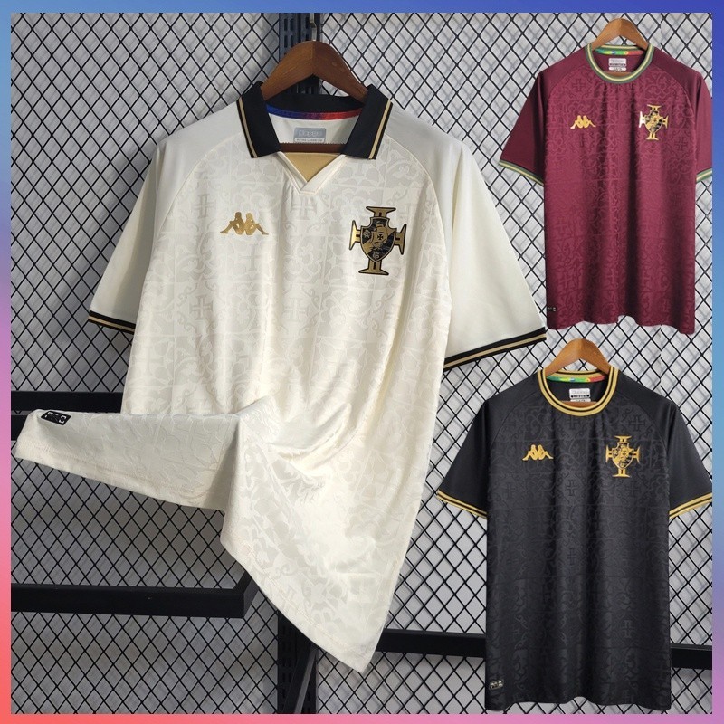 Camisa da Time Vasco Masculino 2023 Bege Preto Equipe de Futebol B-S ZLES