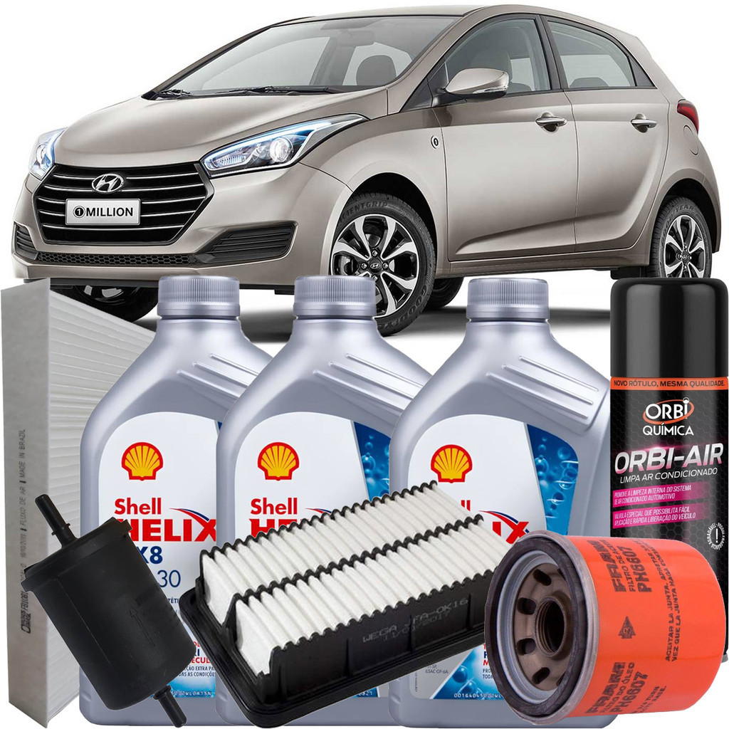 Kit Revisao Oleo 5w30 Shell Hx8 100% Sintetico HB20 1.0 3 Cilindros ...