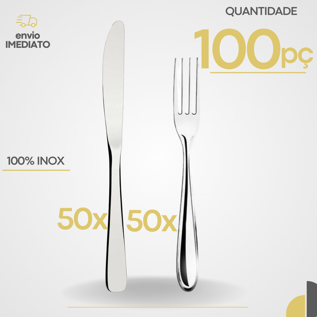 Jogo de Talher 100 Peças em INOX 50 FACAS 50 GARFOS