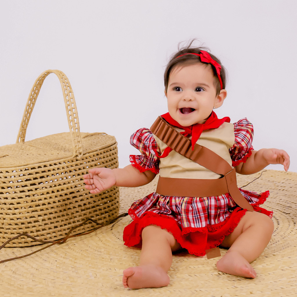 Vestido Festa Junina Cangaceira Maria Bonita Bebê Shopee Brasil