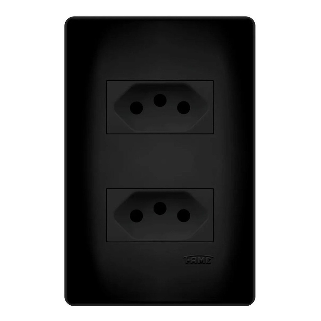 Tomada dupla Preta 2p+T Dist 20a/250v C/P Shp - FAME