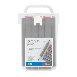 Marcador Artístico Graf Duo Brush Estojo com 24 Cores - Cis