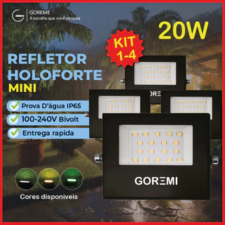 Kit 4 Refletor Holofote ECO Led 20W Bivolt 110V-220V Cor Branco Frio, Branco Quente e Verde IP65