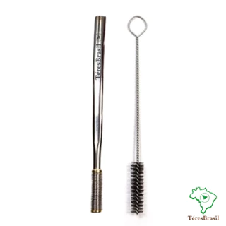 Bomba Achatadinha inox polida para tereré da Téres Brasil.