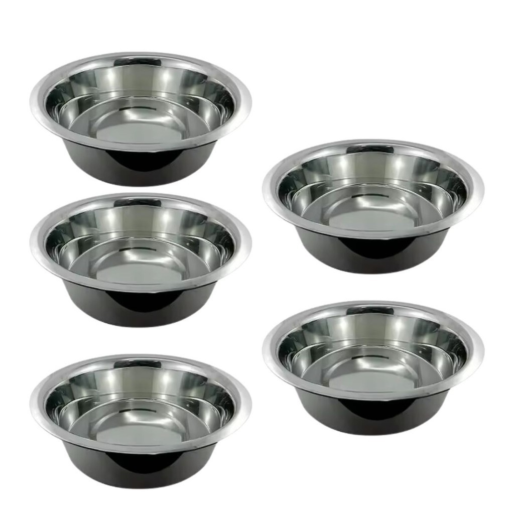 5 Tigela Inox Redonda 1.2 Litros Bolw Saladas Massas Black