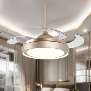 Ventilador De Teto Retrátil Air Gold Dourado Led 30w Bivolt Opus Controle Remoto Econômico Resfriamento Moderno