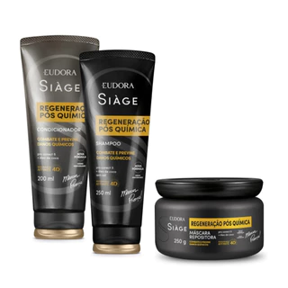 Kit Regeneração Pós Química Shampoo 250mL, Condicionador 200mL e Máscara 250g Siage Eudora