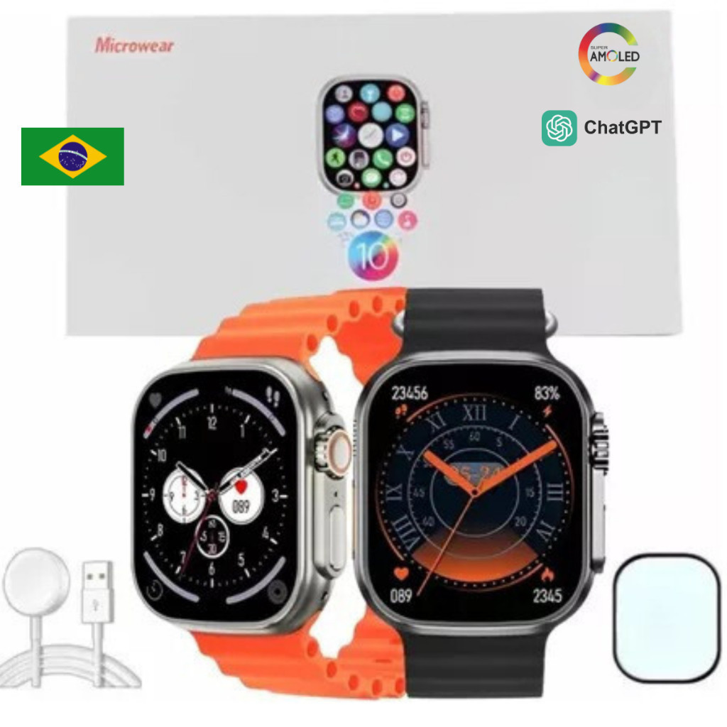 Smartwatch Original W69+ Ultra Series 10 Tela Amoled Nfc Gps Ilha ...