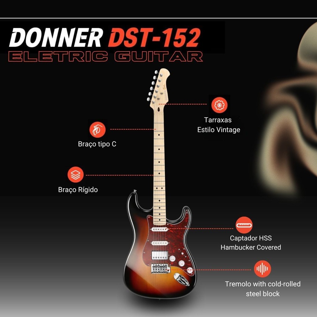 Kit Completo Guitarra Donner Polar DST-152 | Shopee Brasil