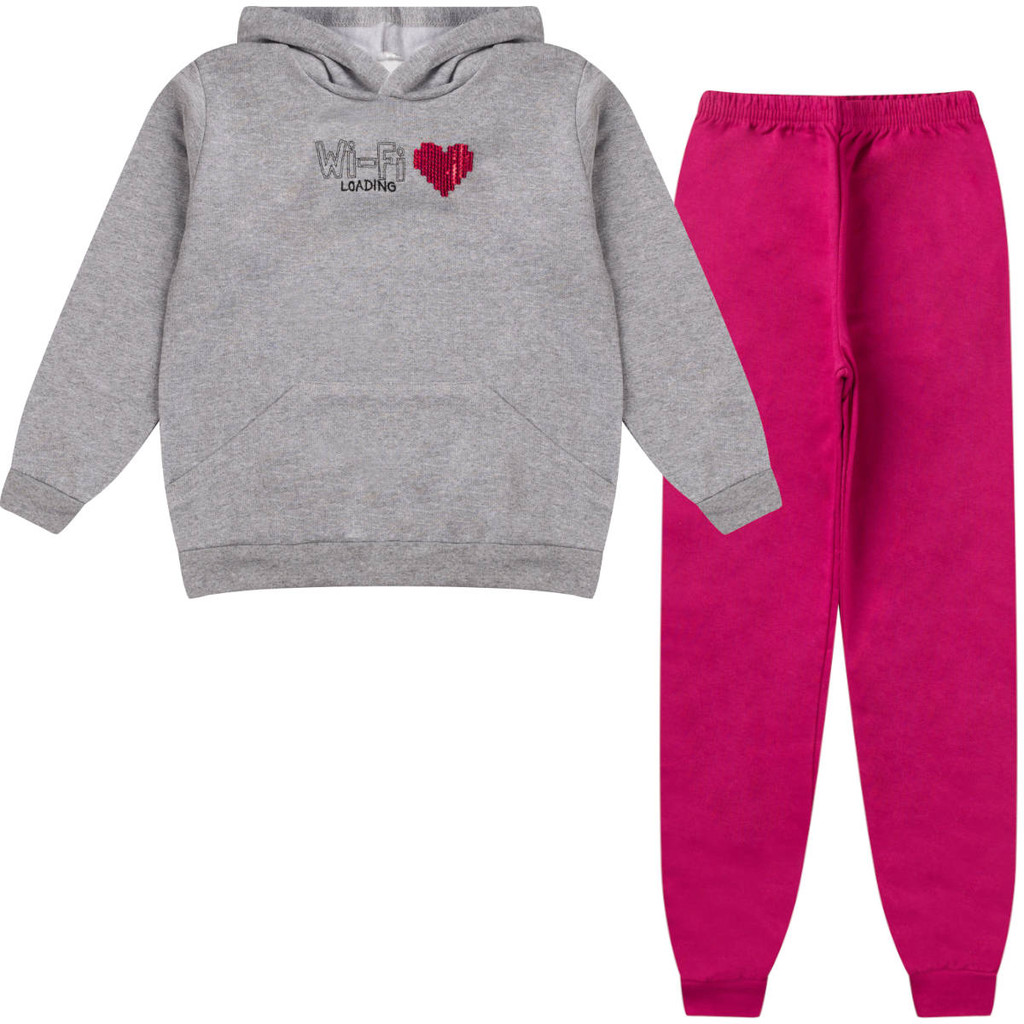 Conjunto Moletom Infantil Juvenil Menina Blusa Calça Flanelado