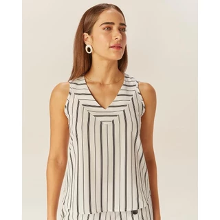 Blusa Listrada Crepe Malwee