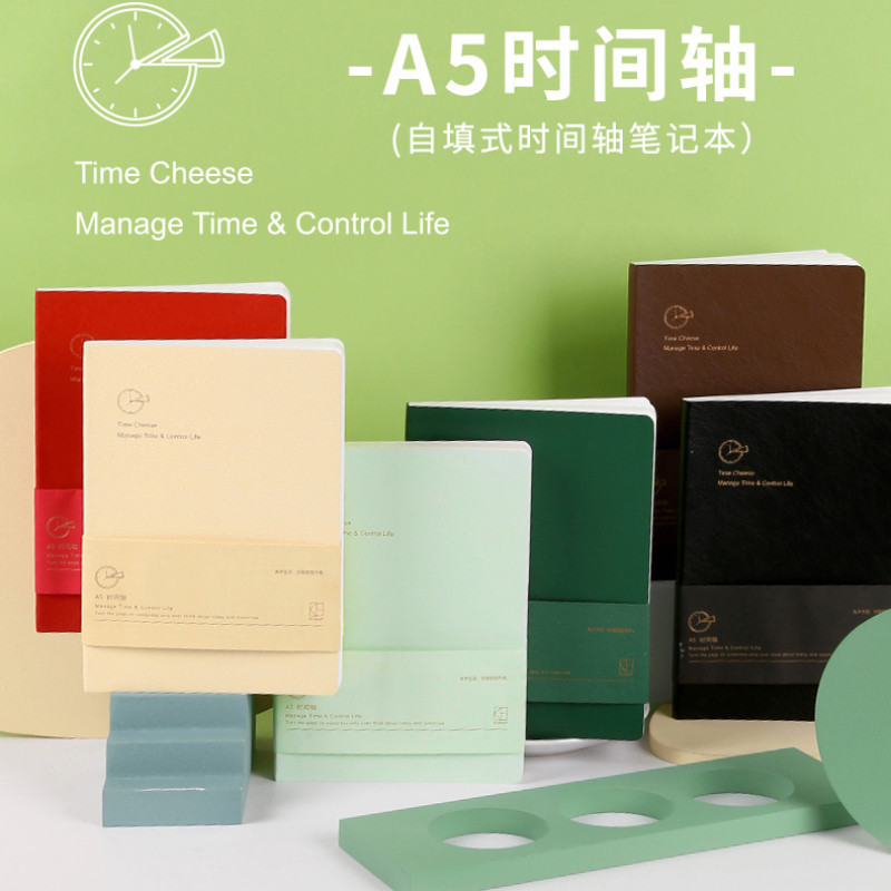 Kinbor New Timeline A5 Ledger Escrito À Mão Livro De Registros Auto-Preenchido Agenda Em Couro Com Estampagem A Quente PU Exquisito Para Alunos Seniores