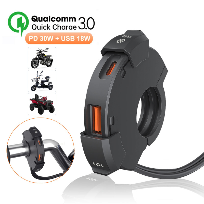 Carregador Universal QC3.0 Para Motocicleta USB De 48W Adaptador De Energia-C À Prova D'água Suporte De Montagem Da Câmera De Telefone