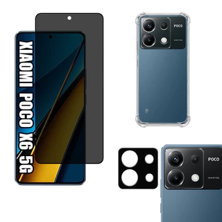 KIT Para Xiaomi Poco X6 5G | Película de Privacidade 3D - Capa - Película da Câmera 3D