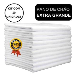 Kit 10 Pano De Chão Branco Grande Saco Duplo Algodão Cor Branco