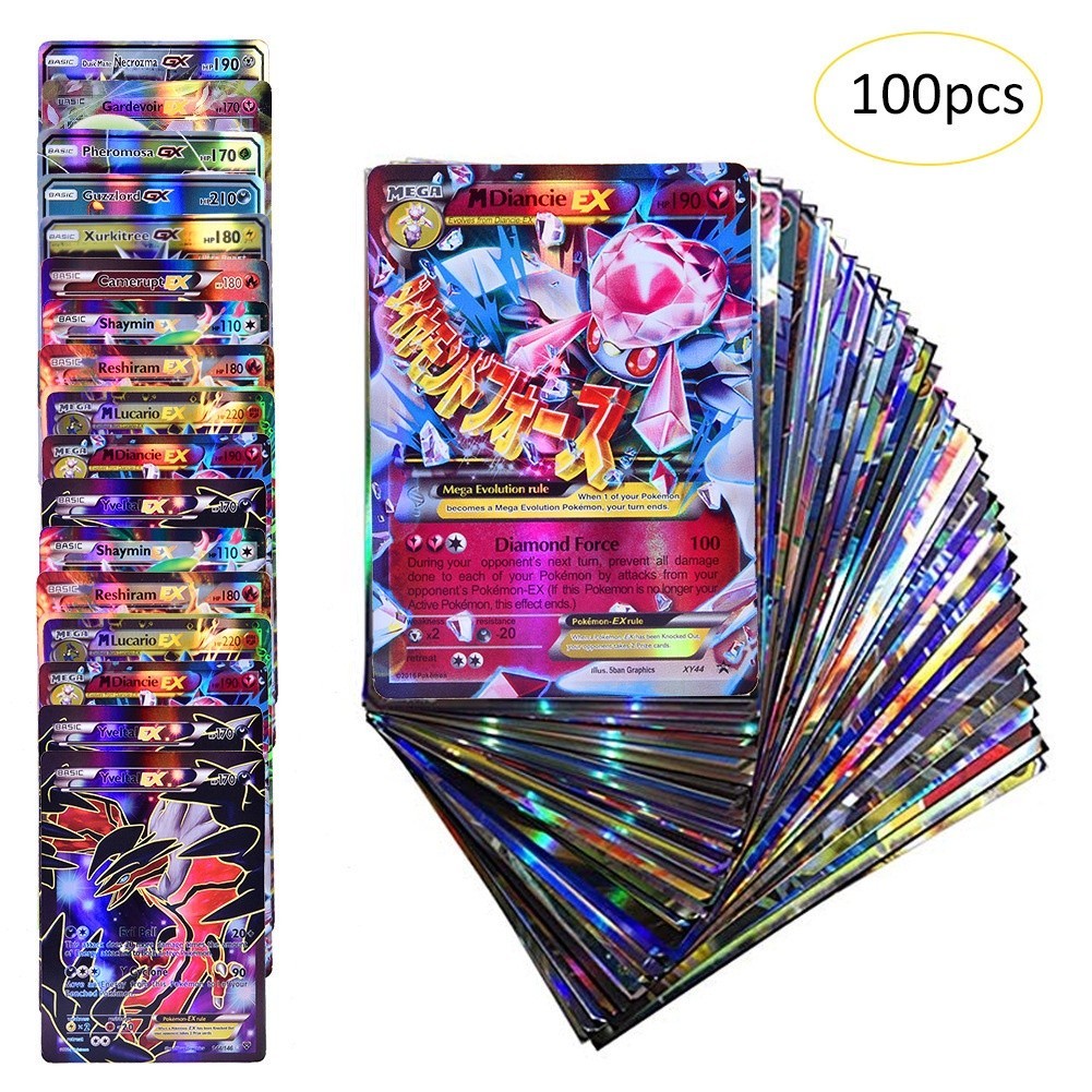 100pcs/box Pokemon Cards Toy 100VMAX GX EX MEGA Batalha Versão Em Inglês Charizard Pikachu Card Brinquedos Infantis Adultos Presente