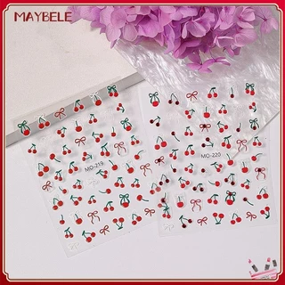 Arte do prego cristal diamante vinho vermelho cereja etiqueta do prego em relevo laço vermelho adesivo decoração do prego ferramenta de manicure para loja de unhas maybele