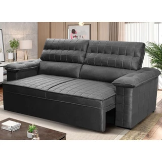 Sofá Retrátil Reclinável 3 lugares 2,00m Quantum Suede Velut Cinza - King House