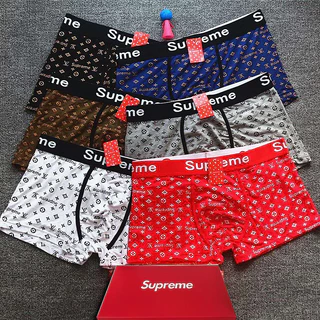 [3pcs+Box] Roupa íntima masculina Roupa íntima masculina de algodão puro respirável Cueca íntima masculina Boxer Briefs Popular Boxer Briefs