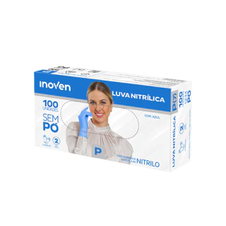 Luva Nitrílica sem Pó Azul P CA 45345 com 100 unidades Inoven em Oferta na Shopee