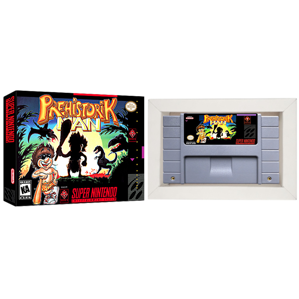 Pre Historic Man Cartucho de Super Nintendo com Caixa e Berço snes