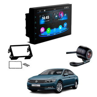 Kit Central Multimídia MP5 CarPlay Moldura 2Din Passat 2006-2014 7 Polegadas + Câmera de Ré Borboleta