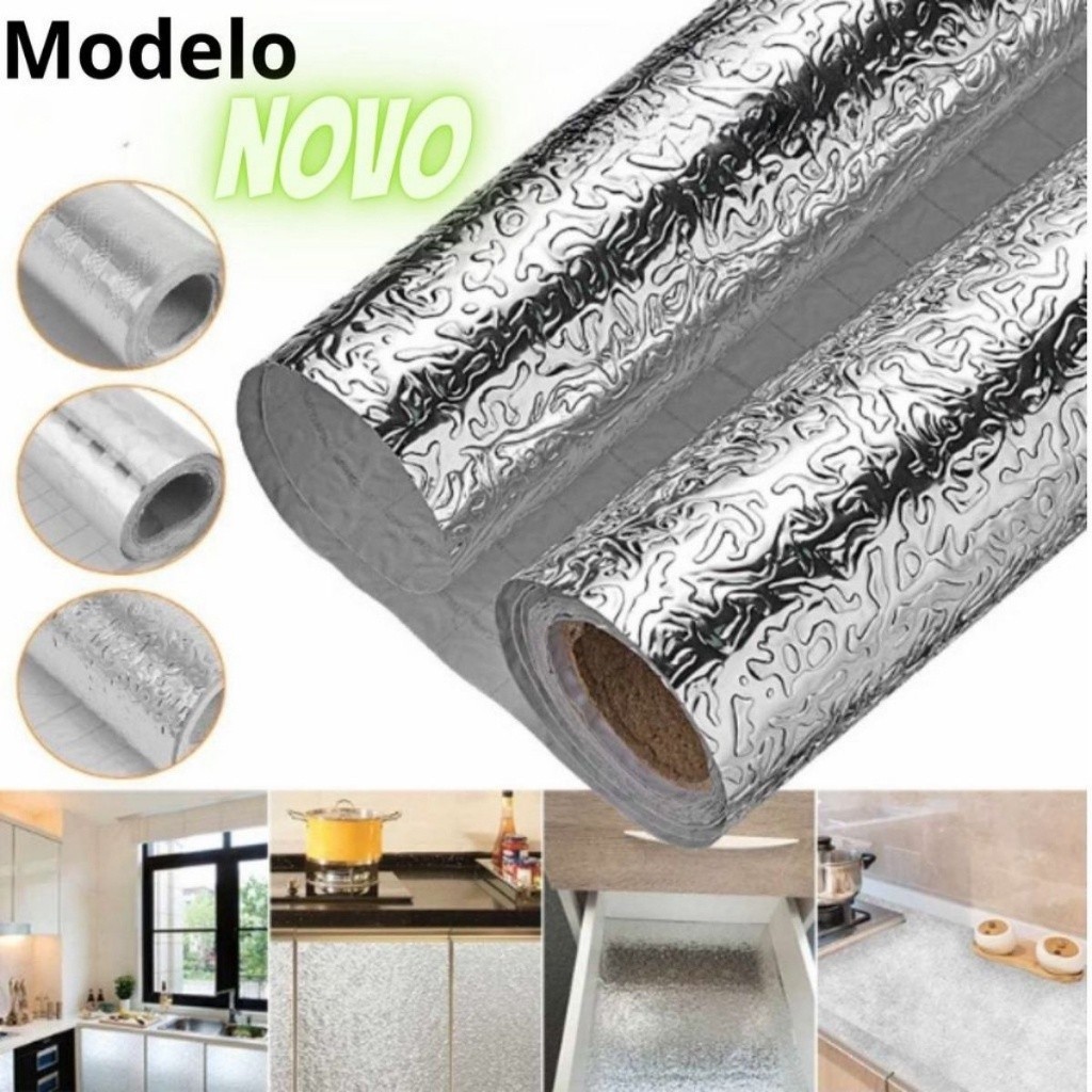 Papel De Parede Alumínio Impermeavel Protetor Fogao Autoadesivo 3D Alumínio 40Cm Por 2 Metros Prova D'água À Prova De Óleo Para Decoração De Parede Cozinha