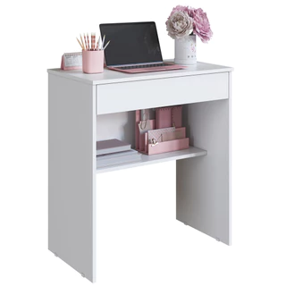 Escrivaninha Mesa Apoio Moderna Com Gaveta Home Office Cor Branco