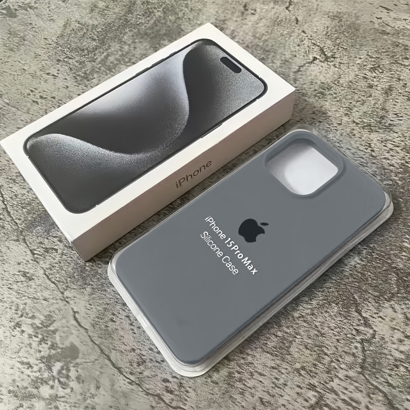 Capa De Silicone Líquido De Luxo Cinzento Grafite Para iPhone 15 14 13 12 11 Pro Max Macia Anti-Queda E Derrapante