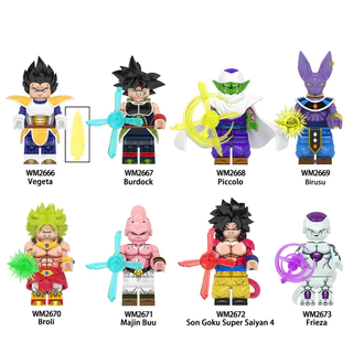 WM6177 Anime Vegeta Burdock Piccolo Birsue Broli Majin Buu Son Goku Super Saiyan 4 Frieza Mini Blocos De Plástico Para Crianças Brinquedos