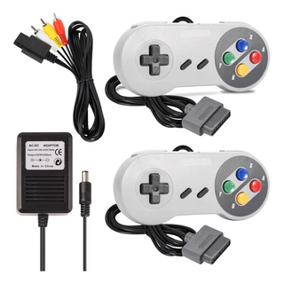 Kit Completo Super Nintendo 2 Controle + Fonte + Cabo Av Áudio E Vídeo Nfe