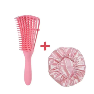 Kit Escova Pente Polvo Desenbaraça + Touca De Cetim