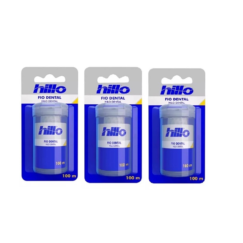 Kit 3 Un Fio Dental Tradicional 100M Higiene Oral - Hillo | Shopee Brasil