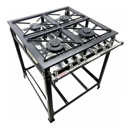 Fogão Industrial 4 Bocas 2QS 2QD 30x30 Baixa Pressão P5 Mr F
