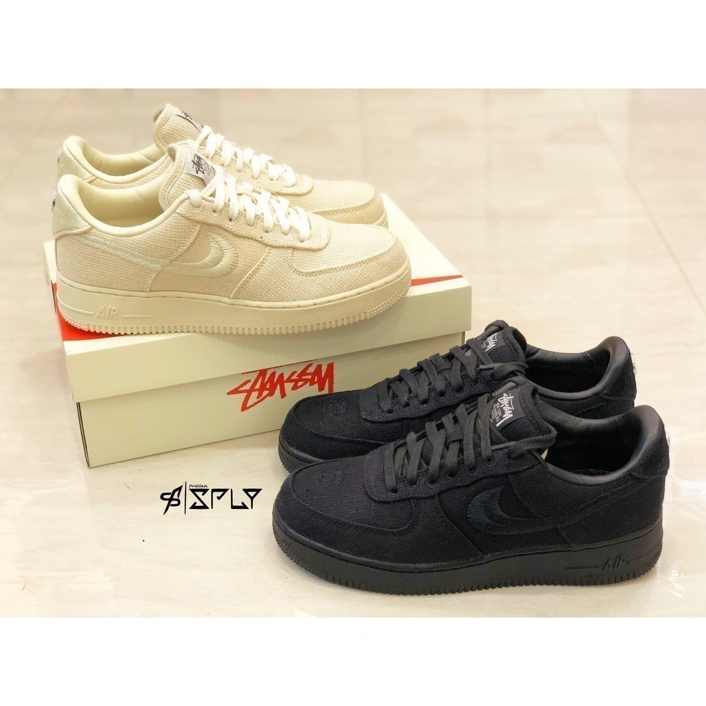 Alta qualidade STUSSY x NIKE AIR FORCE 1.0m branco CZ9084-200 preto 001