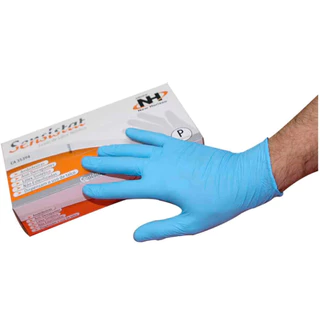Sensistat Luva de Latex Nitrílico sem Pó Descartavel 100 unidades Cor Azul Tamanho P, M e G.