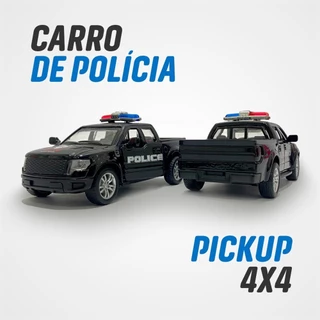 Carrinho De Ferro Polícia Fricção Pick-up 4x4 Brinquedo de Menino Coleção Miniatura