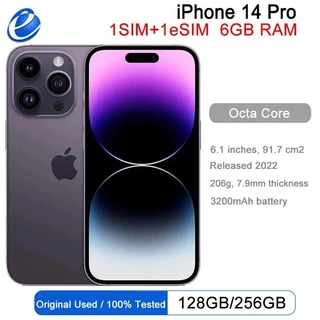 smartphone iPhone 14 Pro , 128 GB , 256 , 512 De ROM , 6 RAM , 1SIM + 1eSIM , OLED 6.1 Polegadas , Face ID , NFC , Desbloqueado 5G , 98 % Novo