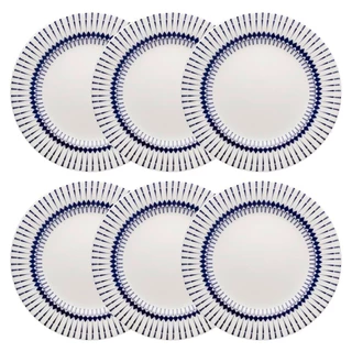 Kit Jogo 6 Pratos Rasos Biona Colb em Cerâmica Decorada 26 cm - Oxford