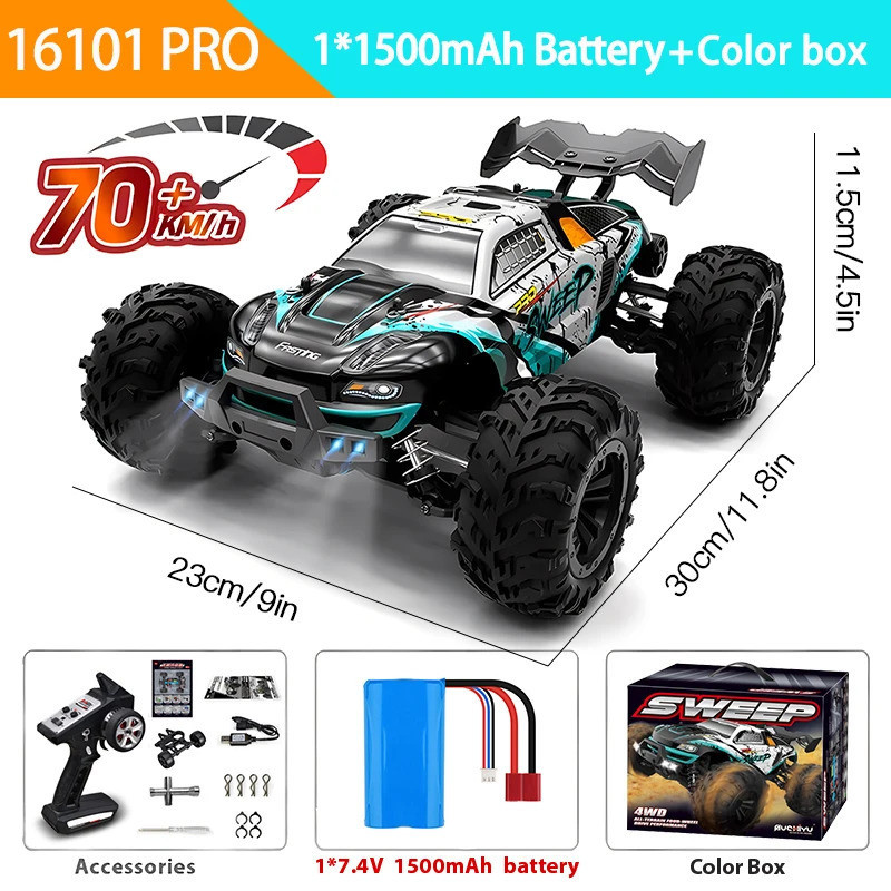 1:16 70 KM/H OU 50 KM/H 4WD RC Car Com LED Controle Remoto Carros
