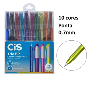Kit Caneta Esferográfica 0.7mm Trio BP 10 Cores CiS