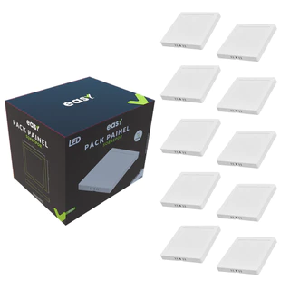 Kit 10 Painel Led Sobrepor 25w 6500K Quadrado Bivolt - Easy