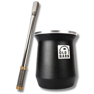 Kit De Tereré Cuia Térmica Parede Dupla De Alumínio 300ml Bomba De Inox Polida Mola Externa Old Barn