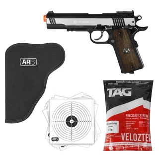 Pistola Airsoft 6mm 1911 Co2 Rossi Wingun BBs Coldre