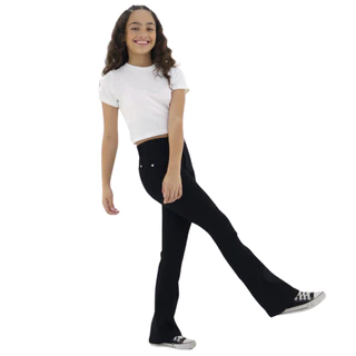 Calças Jeans Flare Elastano Justinha Juvenil Cintura Alta