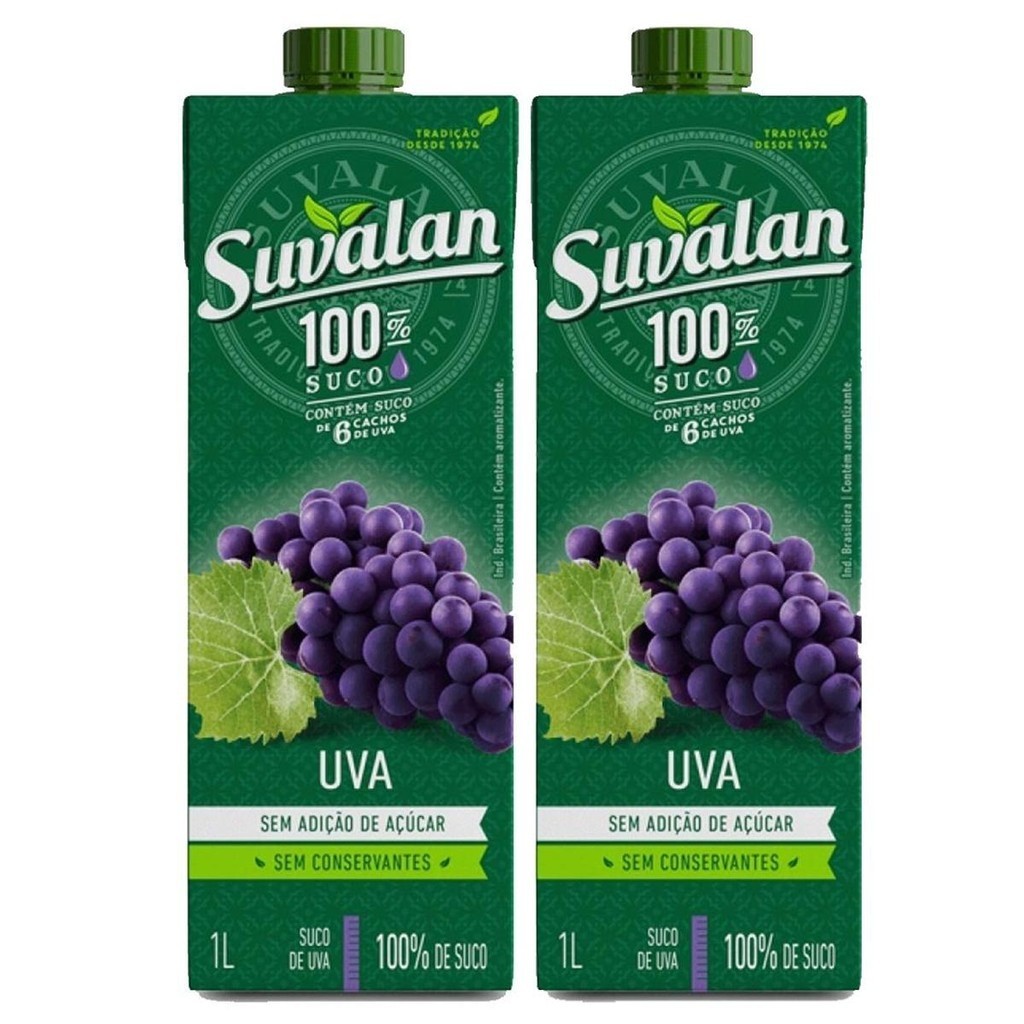 Kit 2 Unidades Suco Natural De Uva 100% Fruta Integral 1Lt | Shopee Brasil