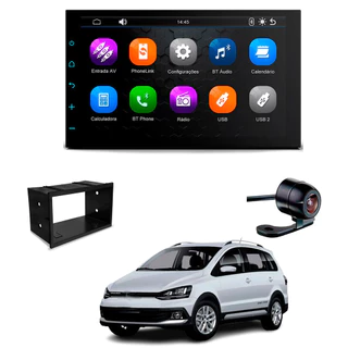 Central Multimídia CarPlay 2Din 7" Câmera de Ré Moldura 2din Space Fox 2011 2012 2013